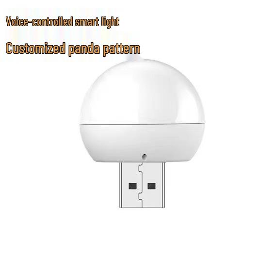 Panda Voice-Controlled Cartoon Night Light - Portable, Intelligent, and Creative Round Design.