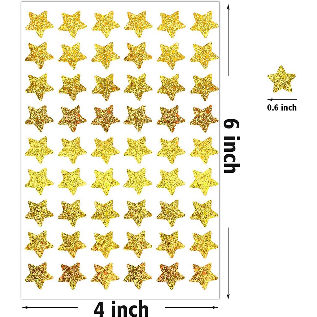 5 Sheets/bag Gold Star Sticker Stamping Five Pointed Star Sticker Children's Reward Sticker Teacher Praise Label