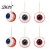 Creepy Hanging Decorations 6Pcs Halloween Wooden Decoration, Ghost Pumpkin Eyeball Holiday Decoration Ornament with Rope, Spooky Party