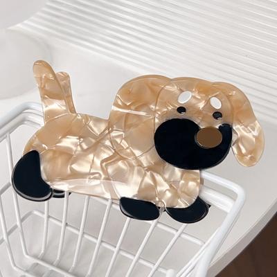 Cute Cartoon Dog Hair Clip Acetate Splicing Hair Clip Acetate Shark Clip Half-Tied Hair Accessories For Women