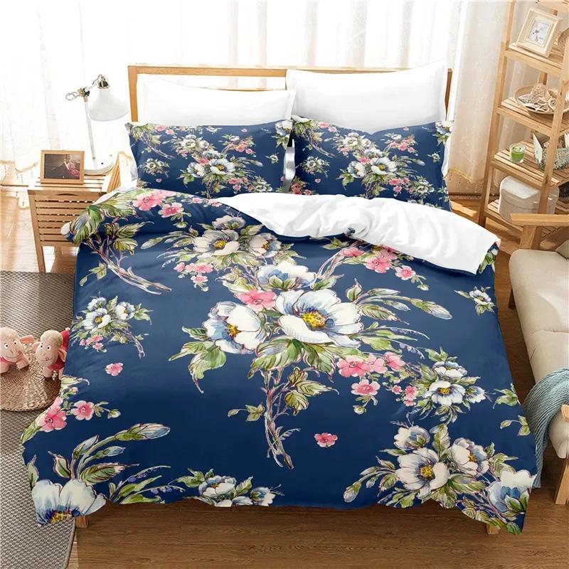 Eleganta Blommor Bekvämt Påslakan Örngott Sängklädesset Barn Sovrumsdekoration Hemtextil