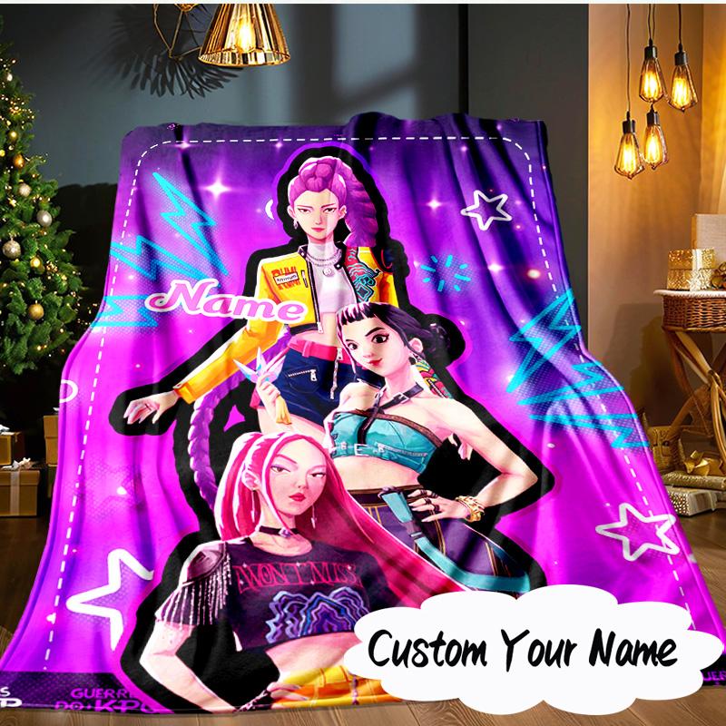 Custom Name Powerful KPop Fashion Blanket Ideal Bedding Blanket Perfect for Travel, Camping, Living Rooms, Offices, Sofas, Fan Christmas Gift