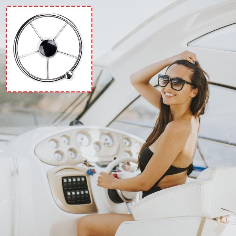 Quick Install Stainless Steel Marine Steering Wheel 13.5 Inch Suitable For Boats Yachts Fast Setup Without Special Tools
