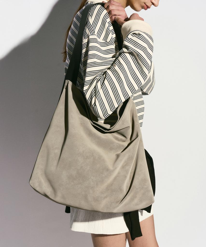 Re Rhee Cowhide Strap Hobo Bag Gray