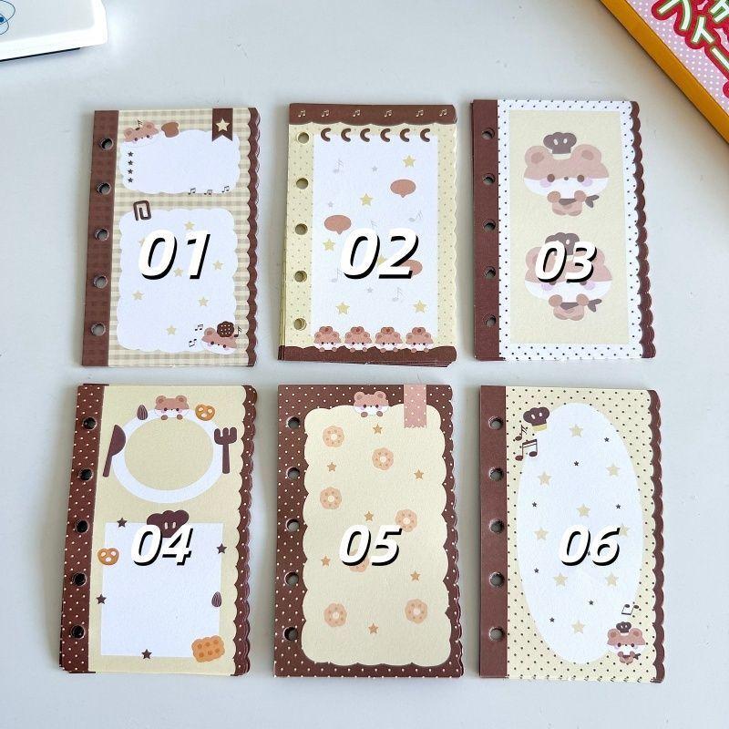 10 Sheets of 6 Styles of Cute and Fragrant Cheese Mouse Spiral Binding M5 Notebook Replacement Perforated Material for Inner Page Notes