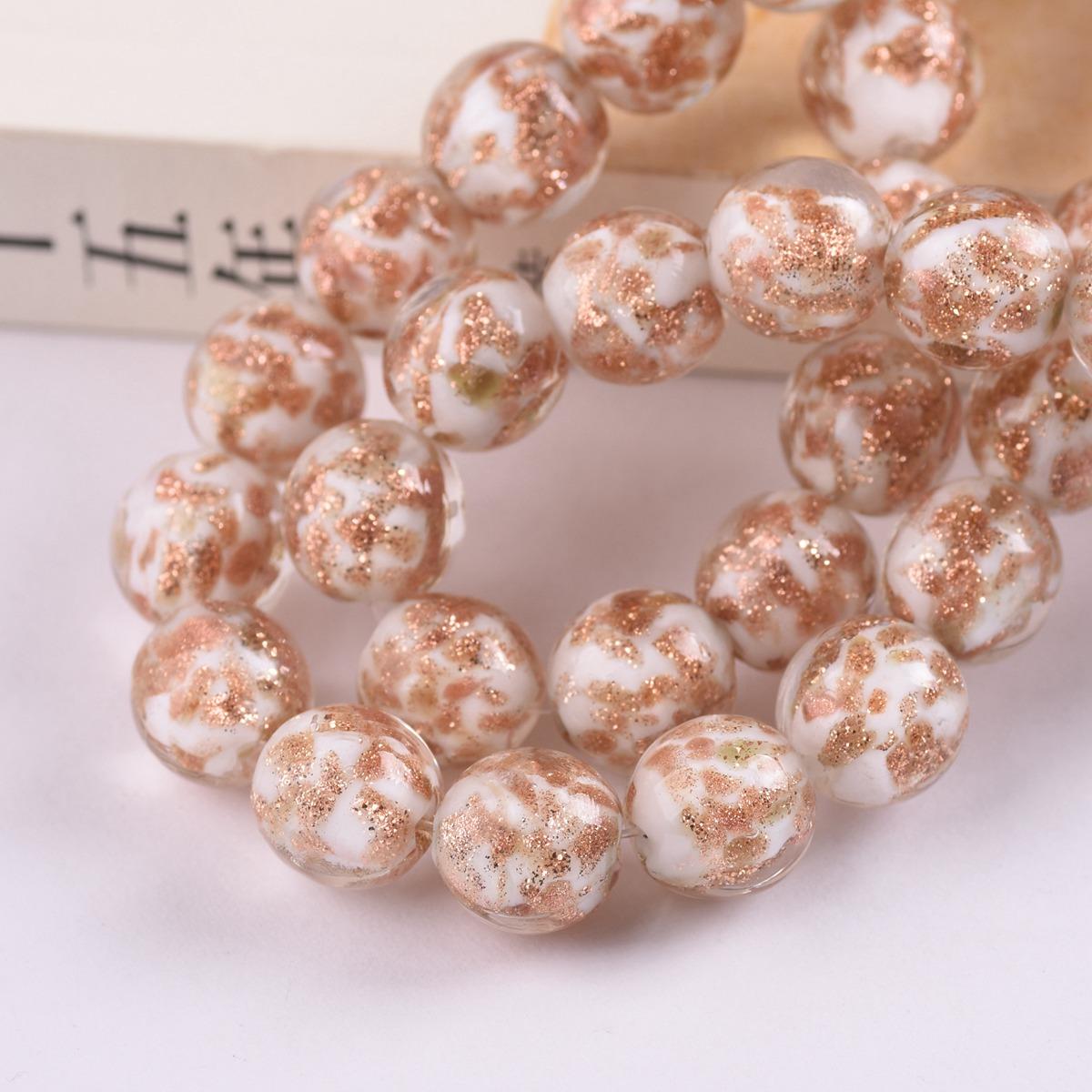 

10 шт. Круглые 8 мм 10 мм 12 мм Фольгированные Лэмпворк Стеклянные Свободные Бусины для DIY Поделок Ювелирных Изделий Браслетов Аксессуары 12mm-10pcs