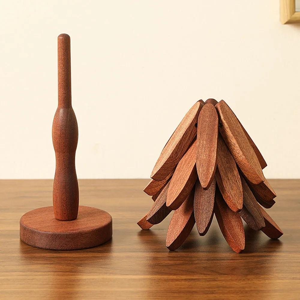 Wooden Trivet Heat Resistant Table Mat Creative Wood Coaster Pot Holder Bowl Pad Kitchen Dining Decor