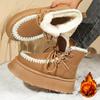 Fashion 2025 Winter Chunky Heel Snow Boots Women Fashion Patchwork Slip On Snow Boots Woman Thicken Short Plush Warm Botas Mujer