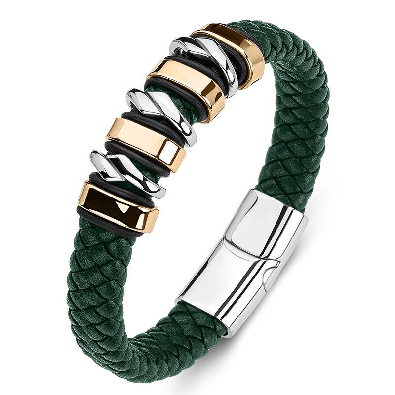 2026 European and American Men's Genuine Leather Trend High-end Bracelet, Woven Leather Bracelet