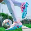 Fashion Graffiti Pink Men's Soccer Shoes Professional Training Women Sports Shoes Comfortable High Top Tf/Fg Football Boots Men