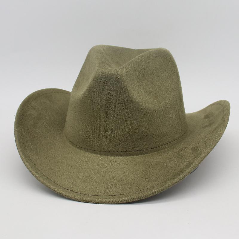 Top Hat New Amazon Hot-Selling Western Denim Curled Brim Concave Convex Top Retro Riding Hat Men'S And Women'S Woolen Felt Hat