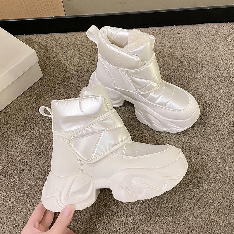 Fashion Fashion Snow Boots Women Waterproof Keep Warm Plush Platform Shoes Female Lace Up Mid-Calf Boots Winter Shoes Botas Femininas