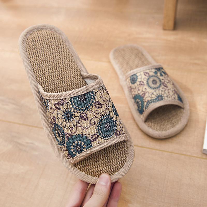 Women's & Men's Four Seasons Linen Slippers, Non-Slip Indoor Soft Soles, Cute & Cool for Spring and Autumn