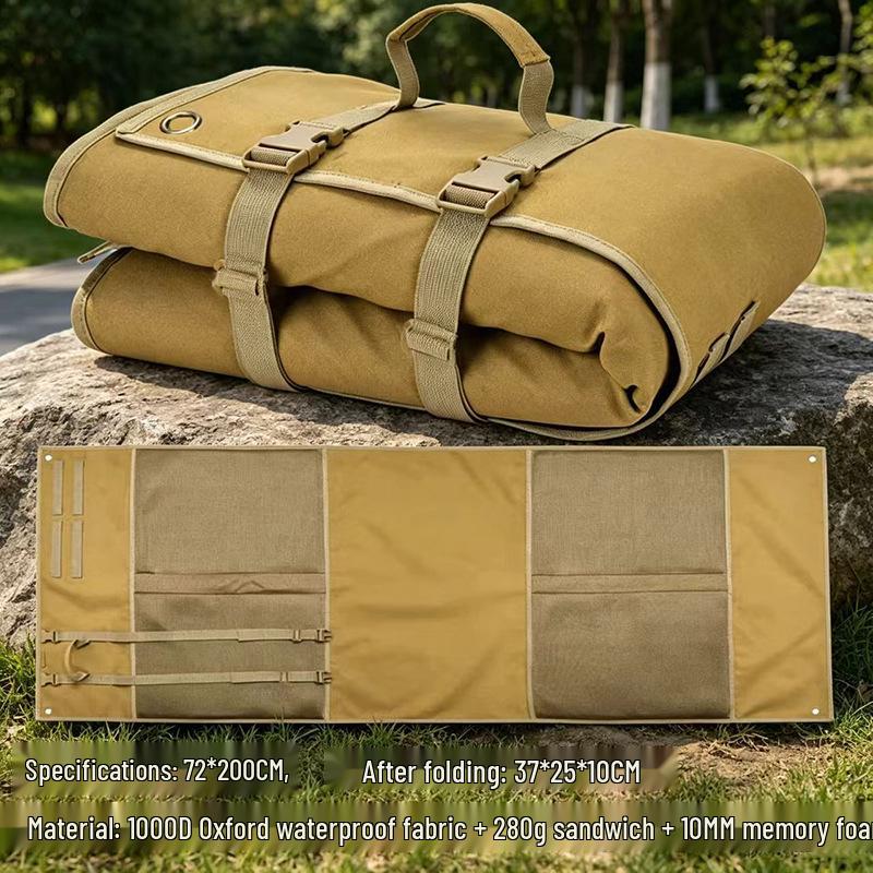 Outdoor Memory Foam Tactical Shooting & Camping Mat - Thickened, Waterproof, Moisture-proof for Crawling, Nap & Picnic. 72*196CM хаки