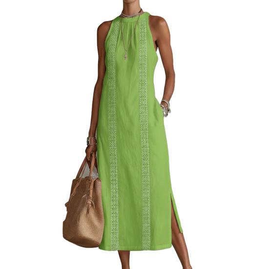 

Summer Dress for Women Sleeveless Crew Neck Tunic Tank Dress Casual Loose S зелёный
