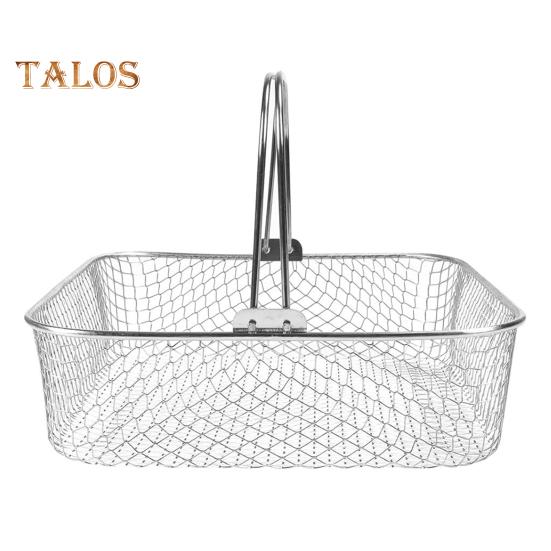 Coș pătrat pentru friteuza cu aer pentru COSORI 5.8QT/pentru Instant Vortex 6QT, coș de schimb din oțel inoxidabil cu mâner, suport de gătit sigur pentru mașina de spălat vase pentru uniform