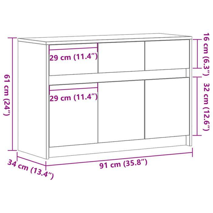 VidaXL TV Stand with LED Brown Oak 91x34x61 Cm Engineered Wood 852186