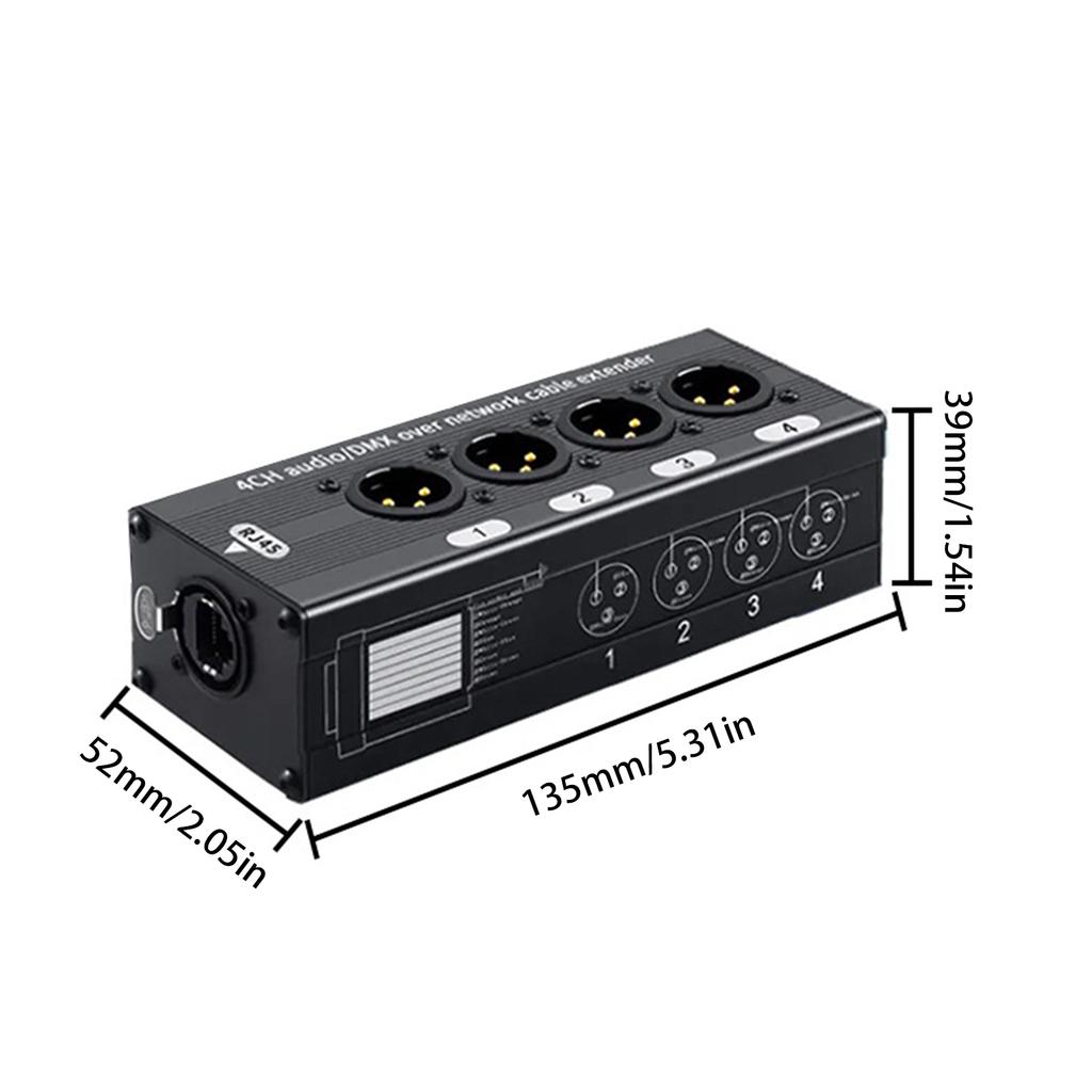 Heavy Duty 4 Way XLR Over Cat5 Balun For Interferences Resistant Auditory Applications