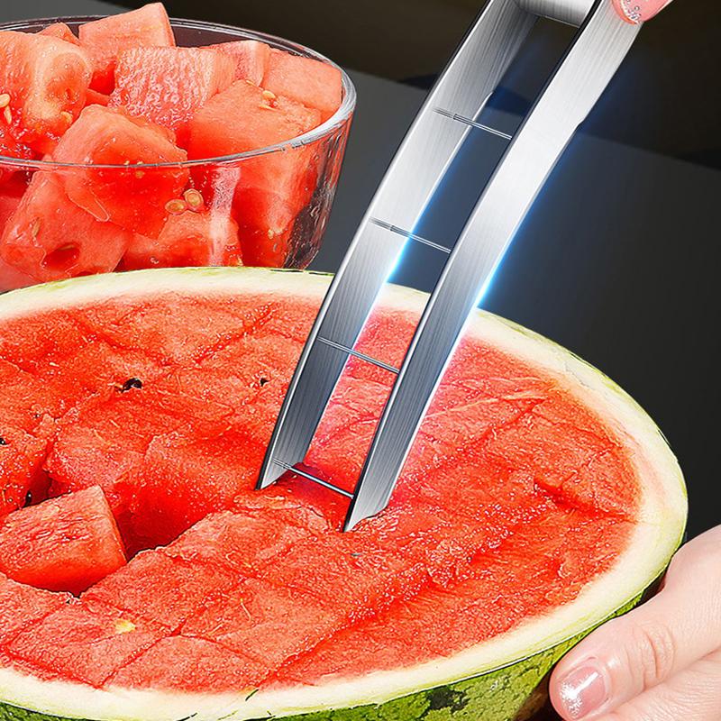 Watermelon Cutter Slicer Stainless Steel Watermelon Cube Cutter Safe Watermelon Fruit Knives Melon Cutter For Kitchen Gadget