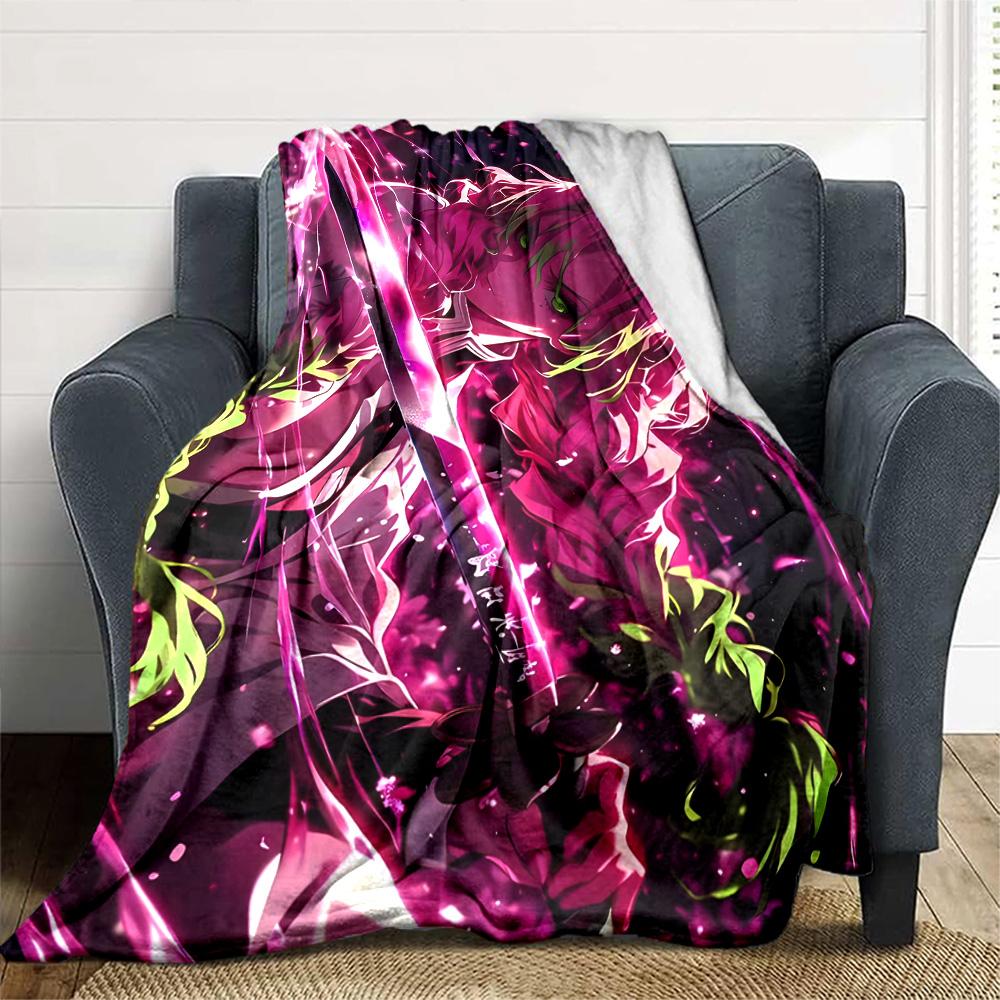 1pc Mitsuri Kanroji Blanket, Gift, for Men and Women, Soft Blanket, Good for Sofa Bed Couch Travel, Lightweight Flannel Blanket