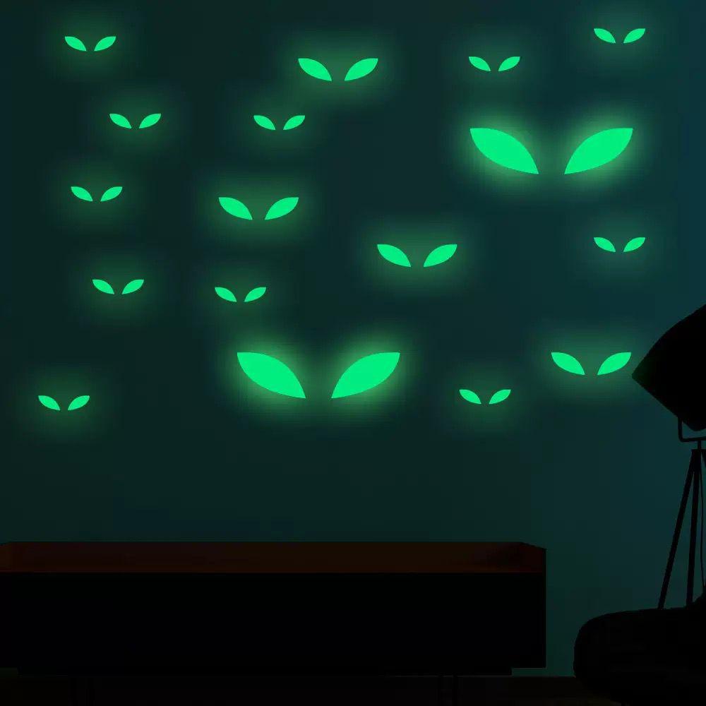 5Pack Peeping Eyes Halloween Glow Wall Stickers Set,Party Decorations,Halloween Night Light Wall Decals,Glow In The Drak Toys