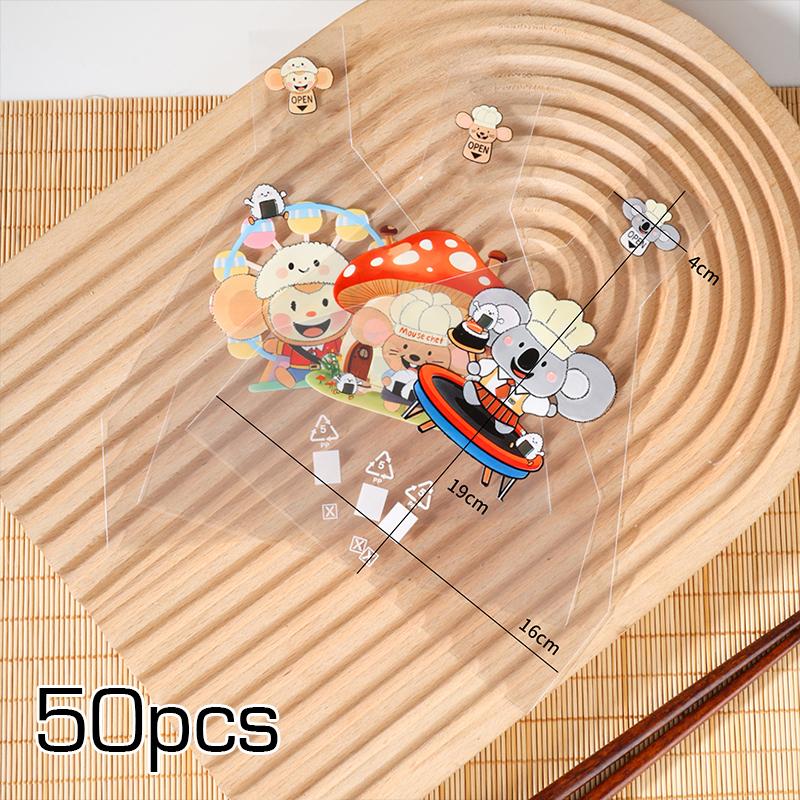 50Pcs Triangle Sushi Mold Onigiri Maker DIY Bento Box Tools Cute Cartoon Nori Seaweed Rice Ball Wrapper Bags Kitchen Home Party