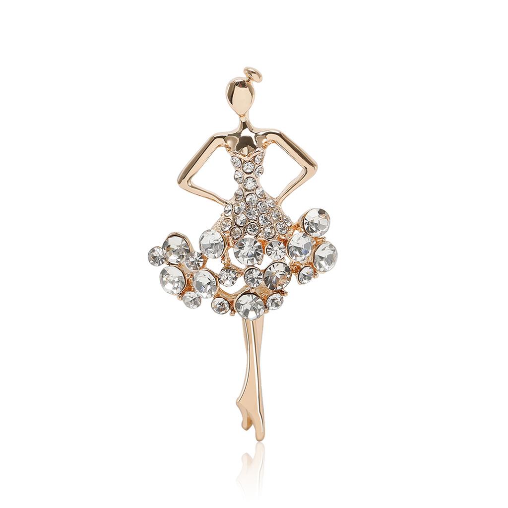 Alloy Rhinestones Dancing Girl Brooch High-End Temperament Women'S Suit Coat Corsage Jewelry Pin