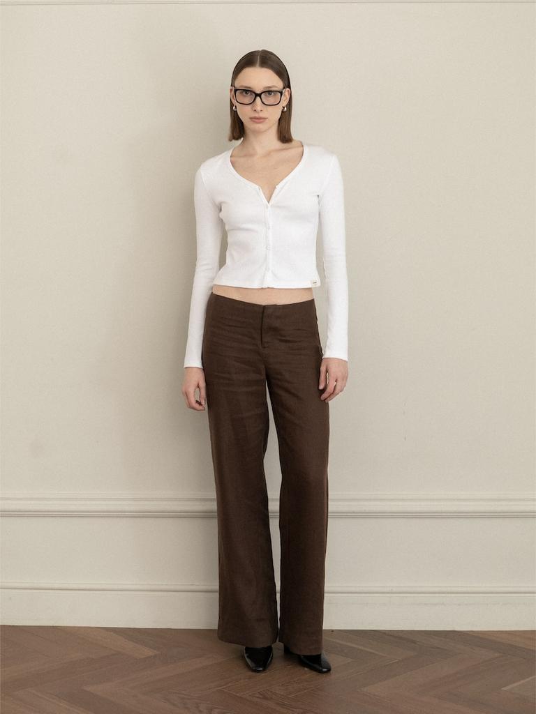 GLOWNY G Linen Slacks (Brown)
