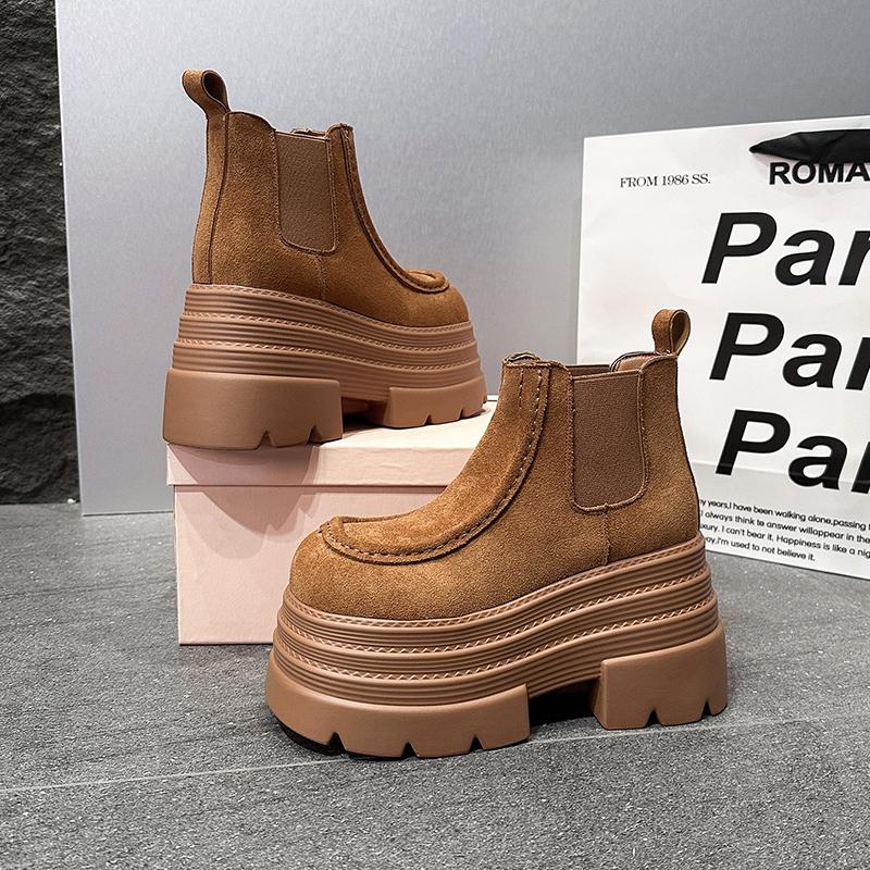 Fashion Ankle Boots for Women New Winter Autumn 10CM Motorcycle Boots Thick Heels Platform Faux Suede Sneakers Short Boots Mujer Botas