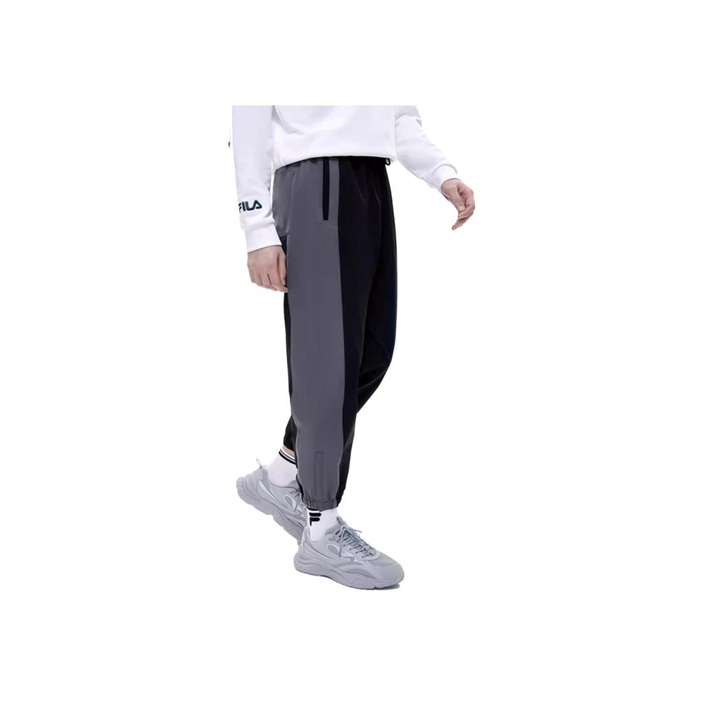 Fila Fusion Retro Patchwork Woven Knitted Sports Pants Men bottoms Deep-Black T11M213801F-BK
