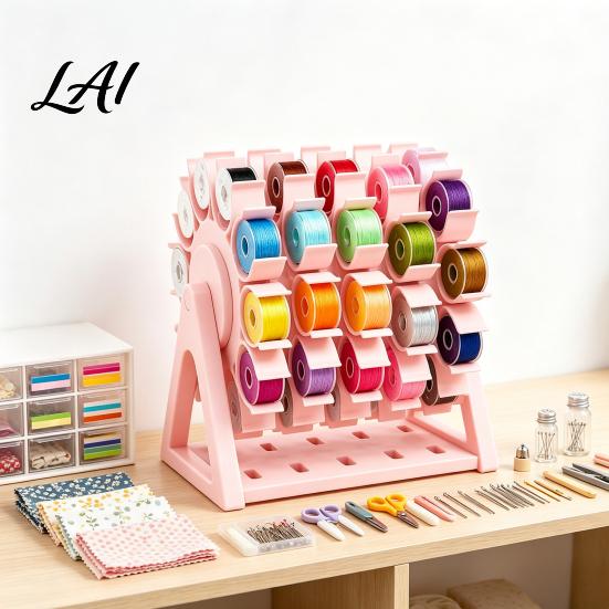 Sewing Thread Organizer Rotating Organizer 60 Spools Capacity 360 Degree Swivel Supplies Storage Rack Embroidery Holder for Room Organization