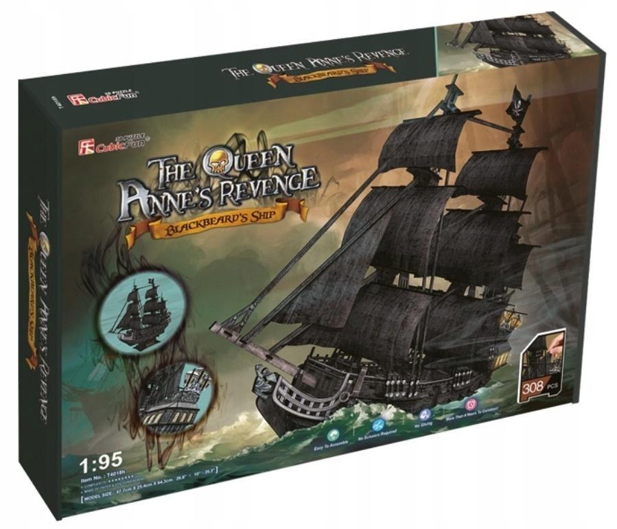 Puzzle divertente cubico 3d nave pirata vendetta della regina anna 308 elementi t4018h