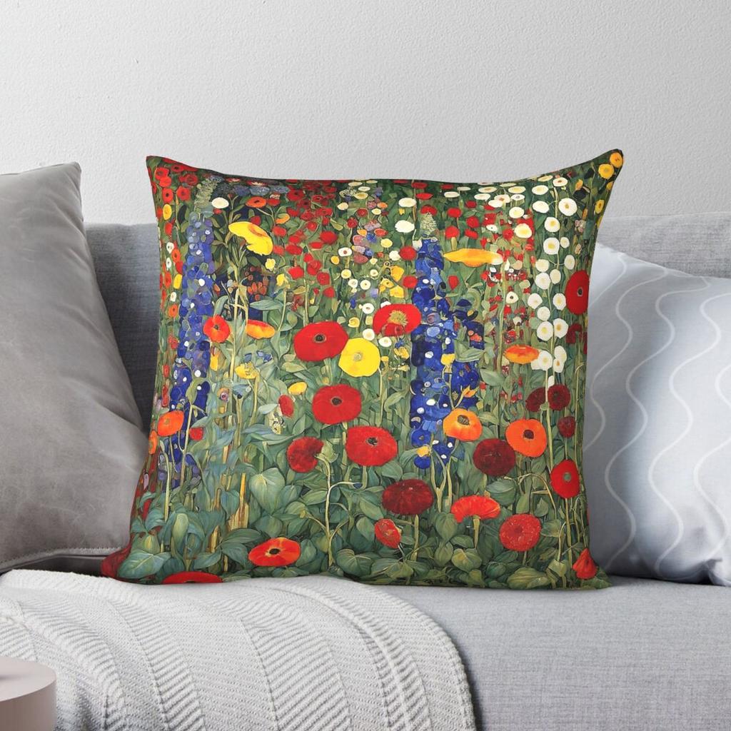 Klimt Ogród Kwiatowy Kwadratowa Poszewka na Poduszkę Poliester Len Aksamit Kreatywna Zamek Dekoracyjna Poszewka na Poduszkę Dekoracyjną Poszewka na Poduszkę do Pokoju
