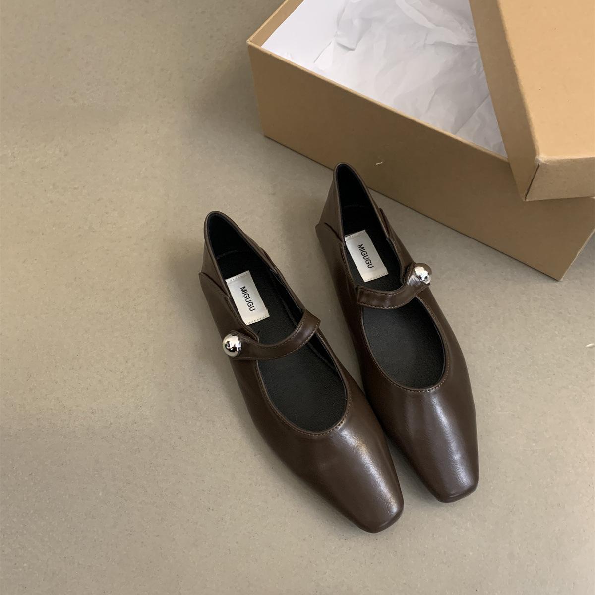 

Мода Весна Лето Новые Женские Балетки Модные Туфли Мэри Джейн с Квадратным Носком и Неглубоким Вырезом Мягкие Повседневные Балетки Одинарные Туфли Черные Повседневные Лоферы 35 коричневый