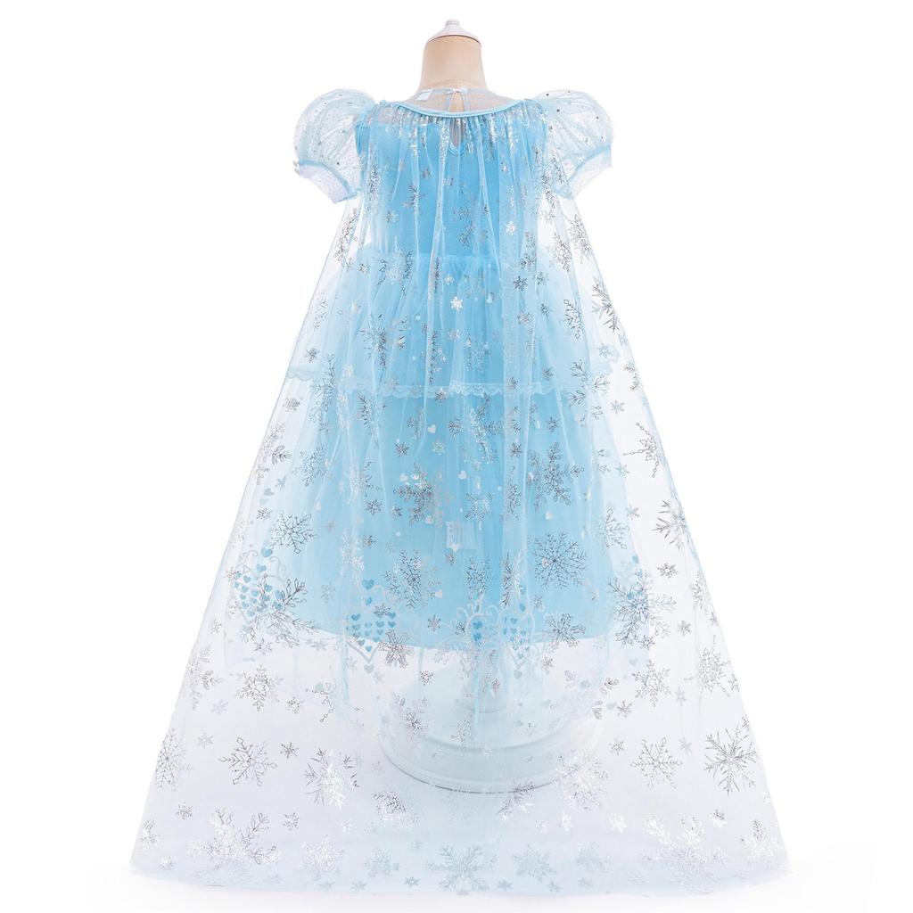 Elsa Summer Girl's Bubble Sleeve Princess Wedding Dress