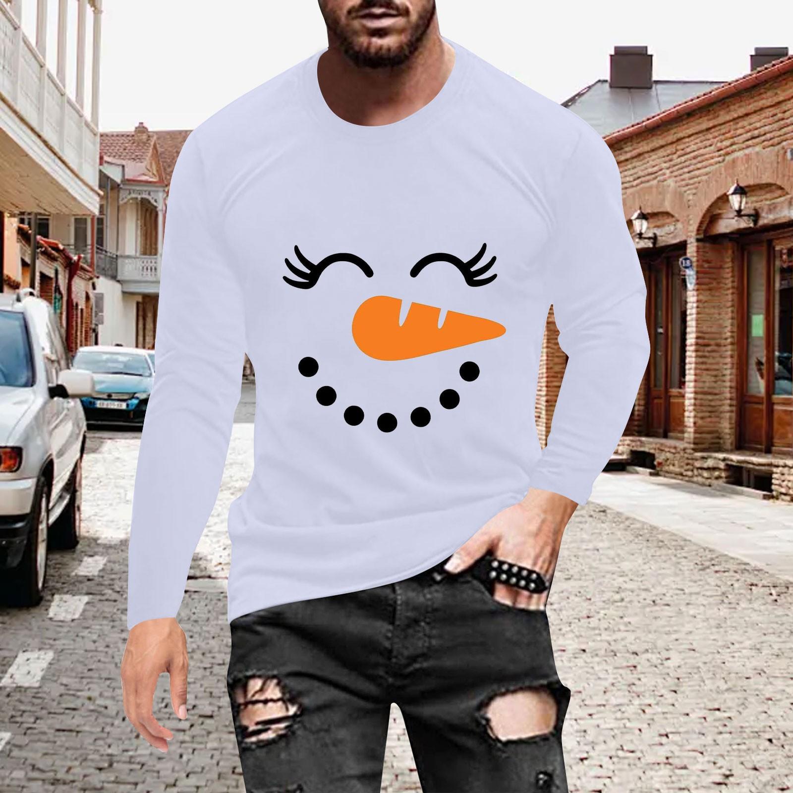 Муж Футболка Круглый вырез Одежда Одежда На открытом воздухе Длинный рукав С принтом Модельер Винтаж XXXXL белый 1454₽