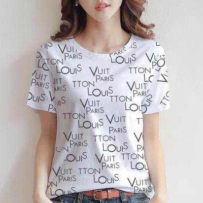 T-shirt à Manches Courtes et Col Rond avec Imprimé Lettres pour Femmes En Été Nouveau Style Simple Ample Décontracté Haut T-shirt