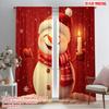 2pcs,2D Plane Printing Curtain Popular Cute Snowman Christmas Candle (3) Versatile 100% Polyester (without Rod) Decorations