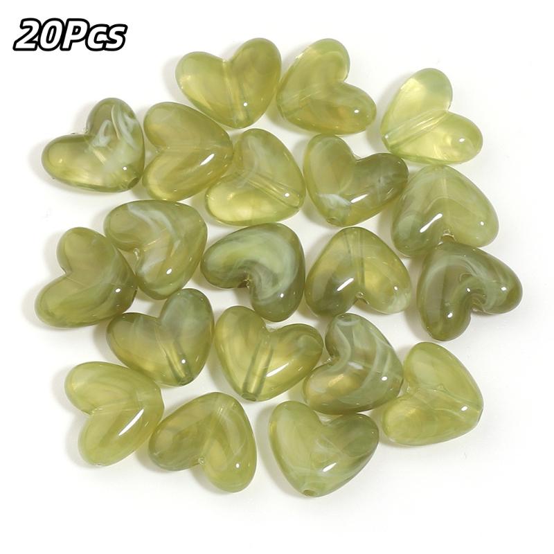 20Pcs Imitation Stone Heart Shape Acrylic Beads Dual Color Loose Bead For Jewelry Making Diy Charms Bracelet Necklace Accessorie