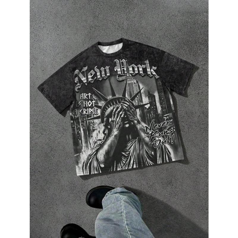 The summer new men s T-shirt features a casual fashionable comfortable soft and breathable pattern print L