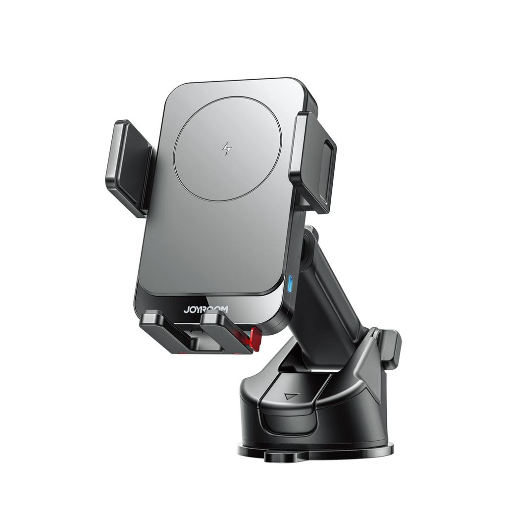 Car phone holder with inductive charger for dashboard - black