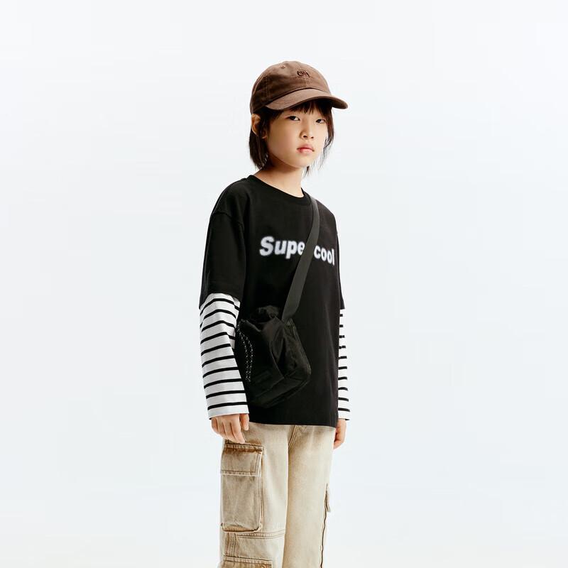 Little MO&Co. Boys  Faux-Layered Striped Long Sleeve T-Shirt KBD3TEE014 100