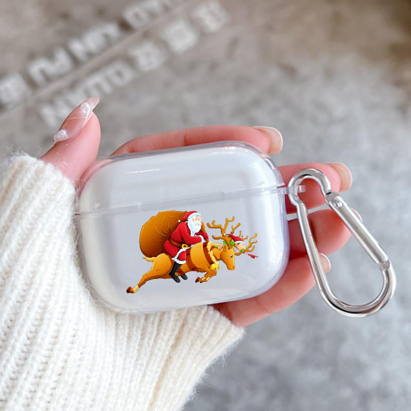 Merry Christmas Silicone Case For Apple Airpods 1 or 2 Shockproof Cover For AirPods 3 Pro Pro2 Transparent Earphone Protector