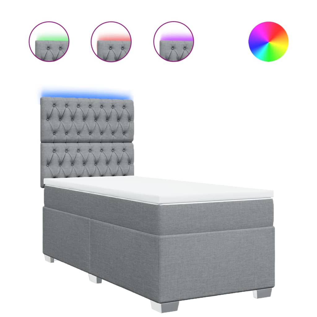 Vidaxl Letto Continentale Con Materasso, Grigio Chiaro, Tessuto, 90X200 Cm