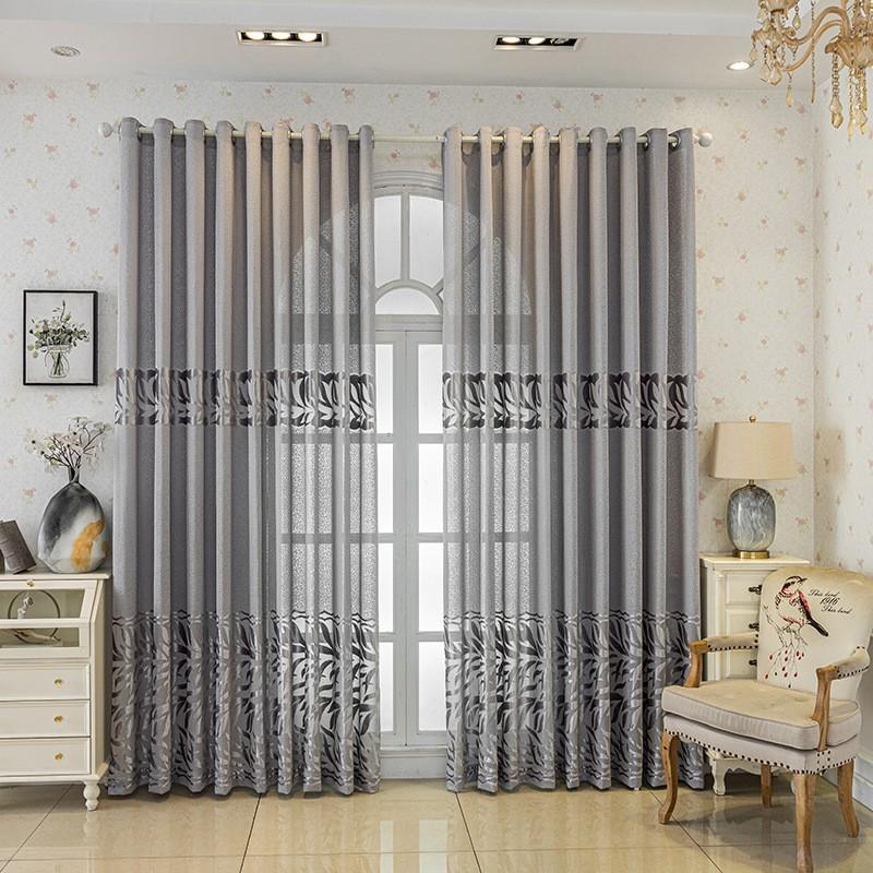 Modern Gray Jacquard Sheer Curtain Panel Living Room Bedroom Semi-Transparent Decorative Window Treatment