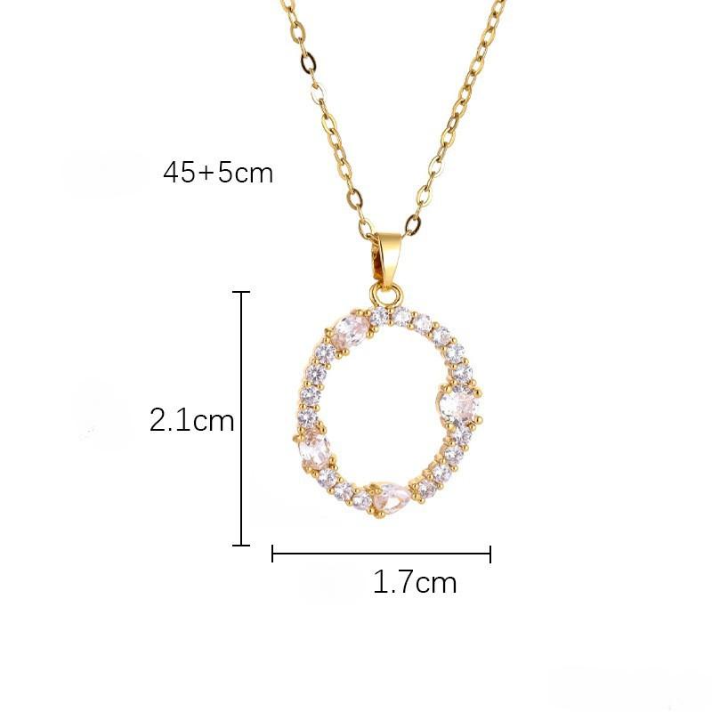 Luxury 26 Letter Necklace Women Unique Design White Zircon Crystal Collarbone Chain Party Jewelry Christmas Gift