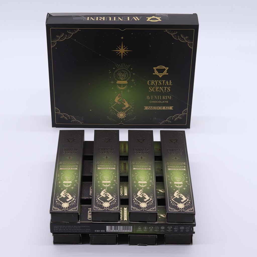 6x Aventurine Crystal Scents Smudge Incense – Chocolate