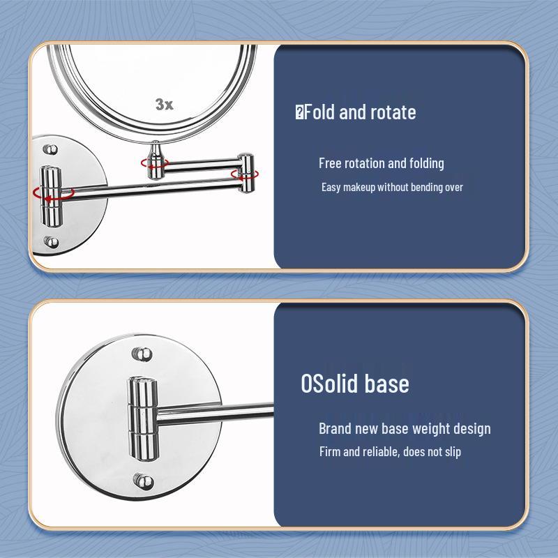 Wall-Mounted Retractable Double-Sided Vanity Mirror