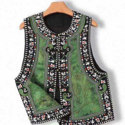 Baumwollweste für Damen, ärmellose Weste aus Leinen im Vintage-Stil, Oversize-Prints, vielseitige, lässige Knopfweste