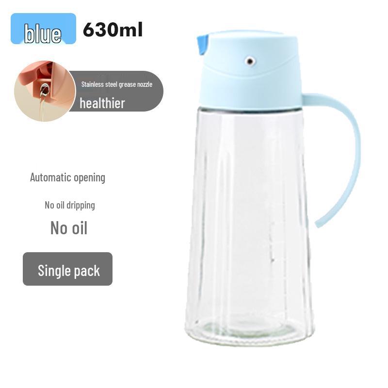 Automatic Opening Glass Oil & Vinegar Dispenser with Handle Grip - Large Capacity for Kitchen Use